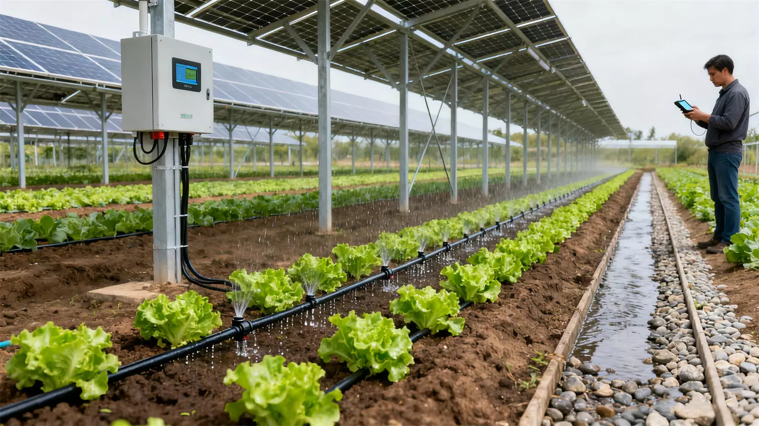 Hybrid solar pumping system with energy storage function